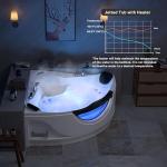 Empava 59" Corner Whirlpool Bathtub for 2-Person, Luxury Jetted Spa Tub with 10 Hydro Massage Jets, Built-in Heater, Chromatherapy LED Lights & Constant Heat System, ETL Certified Acrylic Tub