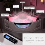 Empava 59" Corner Whirlpool Bathtub for 2-Person, Luxury Jetted Spa Tub with 10 Hydro Massage Jets, Built-in Heater, Chromatherapy LED Lights & Constant Heat System, ETL Certified Acrylic Tub