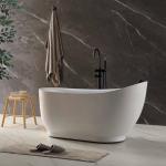 Empava Upgrade Acrylic Whirlpool Bathtub, 59 Inch Acrylic Freestanding Jetted Tub, Hydromassage Gracefully Oval Shaped with 16 Hydromassage Jets with Lumbar and Neck Support, Black Pillow