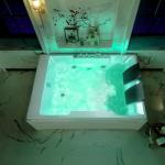72-Inch Whirlpool Jetted Tub,Acrylic Hydro Massage Bathtub with 10 Jets,Alcove, Color-Changing LED Lights,2-Person Jetted Bath Tub for Couples
