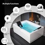 Weibath Whirlpool Bathtub 2 Person Jetted Bathtub 71" Massage Whirlpool Tub with 18 Water Jets+20 Air Jets,3 Sided Apron White Chromatherapy LED Jet Tub