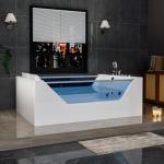 Empava PRO Series 71"x48" Whirlpool Tub | Heated Bubble Spa for 2 with Thermostatic Control & Chromotherapy | Acrylic Freestanding Soaking Bathtub, White (ETL Certified)