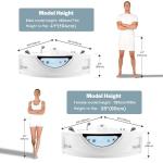 Empava 59" Corner Whirlpool Bathtub for 2-Person, Luxury Jetted Spa Tub with 10 Hydro Massage Jets, Built-in Heater, Chromatherapy LED Lights & Constant Heat System, ETL Certified Acrylic Tub