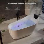 Empava Upgrade Acrylic Whirlpool Bathtub, 59 Inch Acrylic Freestanding Jetted Tub, Hydromassage Gracefully Oval Shaped with 16 Hydromassage Jets with Lumbar and Neck Support, Black Pillow