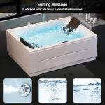 Weibath Whirlpool Bathtub 2 Person Jetted Bathtub 71" Massage Whirlpool Tub with 18 Water Jets+20 Air Jets,3 Sided Apron White Chromatherapy LED Jet Tub