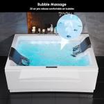 Weibath Whirlpool Bathtub 2 Person Jetted Bathtub 71" Massage Whirlpool Tub with 18 Water Jets+20 Air Jets,3 Sided Apron White Chromatherapy LED Jet Tub