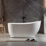 Empava Upgrade Acrylic Whirlpool Bathtub, 59 Inch Acrylic Freestanding Jetted Tub, Hydromassage Gracefully Oval Shaped with 16 Hydromassage Jets with Lumbar and Neck Support, Black Pillow