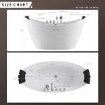 Empava 59" Freestanding Whirlpool Tub with Center Drain,Stand Alone Bathtub with 8 Hydromassage Jets, Boat-Shaped Design,Acrylic,ETL Certificated