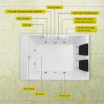 72-Inch Whirlpool Jetted Tub,Acrylic Hydro Massage Bathtub with 10 Jets,Alcove, Color-Changing LED Lights,2-Person Jetted Bath Tub for Couples