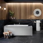 72-Inch Whirlpool Jetted Tub,Acrylic Hydro Massage Bathtub with 10 Jets,Alcove, Color-Changing LED Lights,2-Person Jetted Bath Tub for Couples