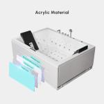 Weibath Whirlpool Bathtub 2 Person Jetted Bathtub 71" Massage Whirlpool Tub with 18 Water Jets+20 Air Jets,3 Sided Apron White Chromatherapy LED Jet Tub