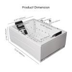 Weibath Whirlpool Bathtub 2 Person Jetted Bathtub 71" Massage Whirlpool Tub with 18 Water Jets+20 Air Jets,3 Sided Apron White Chromatherapy LED Jet Tub