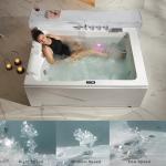 Empava 2 Person Heated Soaking Whirlpool Bathtub, 71” Jetted Tubs with 16 Jets(8 Water Jetted + 8 Air Bubble), Acrylic SPA Bath Tub, with LED control panel, Faucet and two white pillows