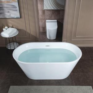 59" White Acrylic Freestanding Soaking Bathtub