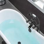 WOODBRIDGE 59" Heavy Duty Acrylic Double Slipper Clawfoot Bath Tub with Matte Black Feet + Matte Black Drain &Overflow