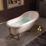 WOODBRIDGE 59" Heavy Duty Acrylic Slipper Clawfoot Bath Tub with Chrome Feet + Chrome Drain &Overflow