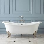 Signature Hardware 312540 Lena 72" Cast Iron Soaking Clawfoot Tub with Pre-Drilled Overflow Hole