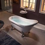 WOODBRIDGE 59" Heavy Duty Acrylic Slipper Clawfoot Bath Tub with Chrome Feet + Chrome Drain &Overflow