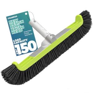 18" Pool Brush Head for Cleaning Swimming Pool Walls, Curved Ends High-Efficiency Scrub Brush for Tile, Fiberglass, Flooring and Vinyl Pools, Fits Φ1.25” Poles (Green & Black)