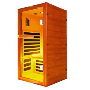 InfraHHZQ Single Person Far Infrared Sauna – 1065W 110V Indoor Wooden Dry Sauna with Red Light Therapy & Bluetooth Speaker – 31.5 x 31.5 x 63 inches Easy Assemble