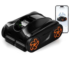 iGarden Pool Cleaner K Series, 4H Runtime Cordless Robotic Pool Vacuum for Inground & Above Ground Pools, Touchscreen, AI Timer, Smart Navigation, Auto-Parking, Cleans Floor, Wall & Waterline