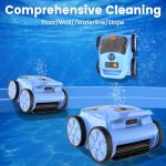 (2025 Upgraded) Pool Vacuum for Inground Pools, Cordless Robotic Pool Cleaner with Floor, Wall and Waterline Cleaning, Above & In-Ground Pools up to 2200 sq.ft, Blue
