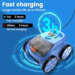 (2025 Upgraded) Pool Vacuum for Inground Pools, Cordless Robotic Pool Cleaner with Floor, Wall and Waterline Cleaning, Above & In-Ground Pools up to 2200 sq.ft, Blue