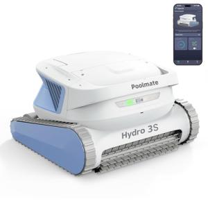 Hydro 3S Robotic Pool Cleaner, Cordless Automatic Pool Vacuum for Inground and Above Ground Pools, Smart Navigation, 300Min Runtime, Wall/Waterline Cleaning, Large Filter Basket, 4 Cleaning Modes