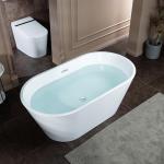 59" White Acrylic Freestanding Soaking Bathtub