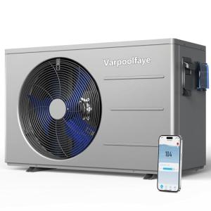 Varpoolfaye 40000 BTU Swimming Pool Heat Pump, 12,000 Gallon Electric Pool Heater Above and Inground Pool,WiFi App Control, Heating or Cooling Pool Heater 220V/60Hz
