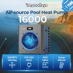 Varpoolfaye 16000BTU Swimming Pool Heat Pump, 5000 Gallon Electric Pool Heater Above and Inground Pool,WiFi App Control, Heating or Cooling Pool Heater 120V/60Hz