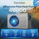 Varpoolfaye 40000 BTU Swimming Pool Heat Pump, 12,000 Gallon Electric Pool Heater Above and Inground Pool,WiFi App Control, Heating or Cooling Pool Heater 220V/60Hz