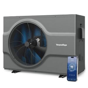Varpoolfaye 33000 Gallon Swimming Pool Heat Pump Electric Pool Heater for Above Ground Pool Heating or Cooling WiFi Control Timer Pool Heater 220V
