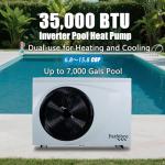 Patfebro 35,000 BTU Swimming Pool Heat Pump - Full DC Inverter Pool Heater for Above and In Ground Pools and Spas - Dual Heating and Cooling - APP Control - 220-240V