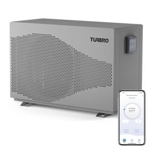 TURBRO 33,000 BTU DC Inverter Swimming Pool Heat Pump, WiFi Control Electric Pool Heater for Above and Inground Pools up to 10,000 Gal, Heating and Cooling, Up to 15.8 COP, 110-120V, Beluga B33V
