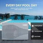 TURBRO 33,000 BTU DC Inverter Swimming Pool Heat Pump, WiFi Control Electric Pool Heater for Above and Inground Pools up to 10,000 Gal, Heating and Cooling, Up to 15.8 COP, 110-120V, Beluga B33V