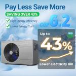 Varpoolfaye 40000 BTU Swimming Pool Heat Pump, 12,000 Gallon Electric Pool Heater Above and Inground Pool,WiFi App Control, Heating or Cooling Pool Heater 220V/60Hz