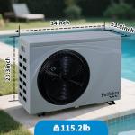 Patfebro 35,000 BTU Swimming Pool Heat Pump - Full DC Inverter Pool Heater for Above and In Ground Pools and Spas - Dual Heating and Cooling - APP Control - 220-240V