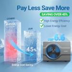 Varpoolfaye 58000 BTU Inverter Swimming Pool Heat Pump for Above Ground Pool 17000 Gallons Electric Pool Heater for In Ground Pools WiFi Control 220v