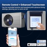 Varpoolfaye 40000 BTU Swimming Pool Heat Pump, 12,000 Gallon Electric Pool Heater Above and Inground Pool,WiFi App Control, Heating or Cooling Pool Heater 220V/60Hz