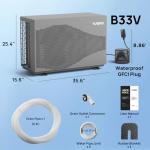 TURBRO 33,000 BTU DC Inverter Swimming Pool Heat Pump, WiFi Control Electric Pool Heater for Above and Inground Pools up to 10,000 Gal, Heating and Cooling, Up to 15.8 COP, 110-120V, Beluga B33V