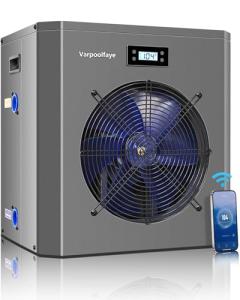 Varpoolfaye 16000 BTU Swimming Pool Heat Pump 5000 Gallon Electric Pool Heater for Above Ground Pool 5KW Heating or Cooling WiFi Control Timer Pool Heater 120V 60Hz