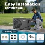 MICOE 100,000 BTU Smart Swimming Pool Heat Pump, Electric Pool Heater for 26,000 Gallons Above Ground & Inground Pools, App-Controlled Heating & Cooling, 220–240V