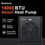 VARMINPOOL Above Ground Pool Heater, 16000BTU, for Pool Up to 5400 Gallons, Pool Heater with WiFi Control App, Pool Heat Pump, Efficient Inverter, Titanium Heat Exchanger, 110V Swimming Pool Heater