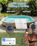 Varpoolfaye 16000 BTU Electric Pool Heater For Above Ground Pool 5000 Gallon Swimming Pool Heat Pump Heating Cooling Mode WiFi Control Schedule Pool Heater 120V 60Hz