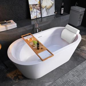 64" Glossy White Freestanding Acrylic Soaking Tub
