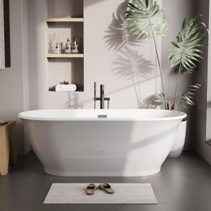 Modern 59-Inch Freestanding Acrylic Soaking Tub