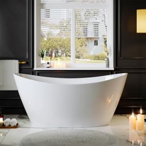 Empava Acrylic Soaking Bathtub with Brushed Nickel Drain