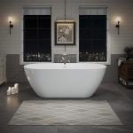 ABRUZZO 63" Acrylic Freestanding Bathtub - Oval Deep Soak Tub, Center Drain & Overflow, cUPC Certified Glossy White