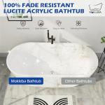 Mokleba 67" Acrylic Freestanding Bathtub, Elegant Oval Free Standing Tub, Soaking Tub with Integrated Slotted Overflow, Toe-Tap Chrome Drain, cUPC Certified, Glossy White